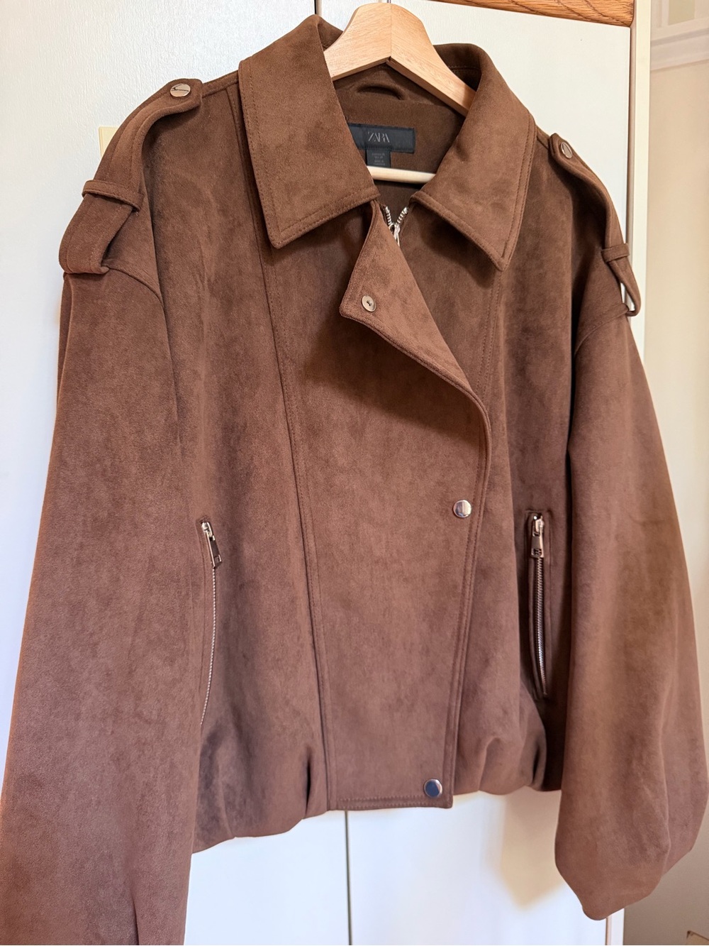 Zara oversized faux suede biker jacket 6318/036 - Picture 3 of 4
